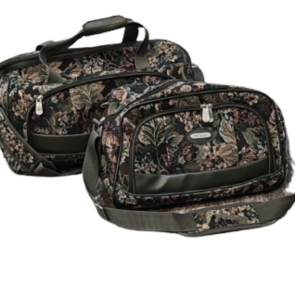 Protocol Vintage 1980's Floral Tapestry Luggage Weekender Bag & Carry On